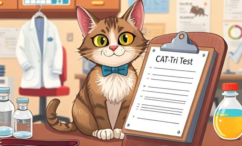 A_whimsical_yet_scientific_illustration_of_a_mischievous_looking_domestic_cat_sitting_in_a_laborator