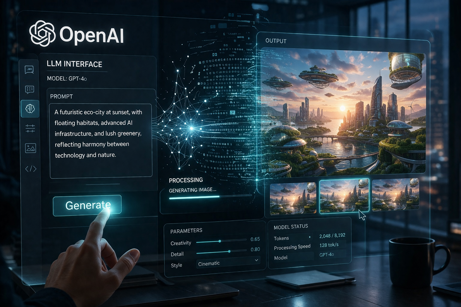 AI-powered pre-production workflow showing Gemini 1.5 Pro LLM generating cinematic storyboards and video scripts from text prompts.
